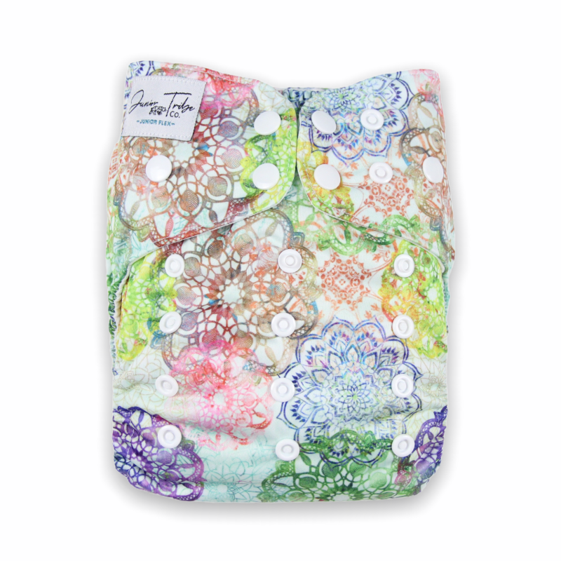 multicoloured lace print cloth nappy